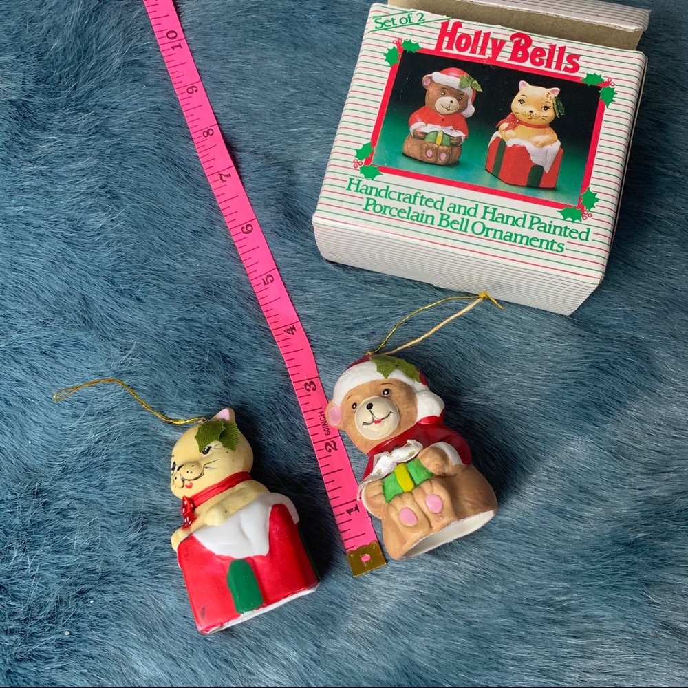 Giftco Holly Bells Christmas Ornaments Cat Bear